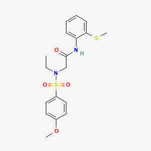 molecular formula C18H22N2O4S2 B4398235 N~2~-ethyl-N~2~-[(4-methoxyphenyl)sulfonyl]-N-[2-(methylsulfanyl)phenyl]glycinamide 