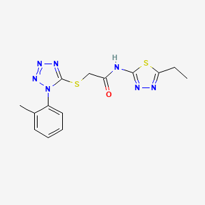 molecular formula C14H15N7OS2 B4398269 N-(5-ethyl-1,3,4-thiadiazol-2-yl)-2-{[1-(2-methylphenyl)-1H-tetrazol-5-yl]sulfanyl}acetamide 
