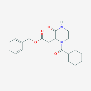 molecular formula C20H26N2O4 B4398371 BENZYL 2-(1-CYCLOHEXANECARBONYL-3-OXOPIPERAZIN-2-YL)ACETATE 