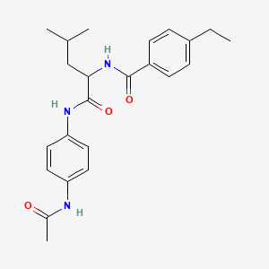 molecular formula C23H29N3O3 B4398469 N-[1-(4-acetamidoanilino)-4-methyl-1-oxopentan-2-yl]-4-ethylbenzamide 