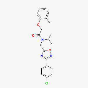 molecular formula C21H22ClN3O3 B4398525 N-{[3-(4-chlorophenyl)-1,2,4-oxadiazol-5-yl]methyl}-2-(2-methylphenoxy)-N-(propan-2-yl)acetamide 