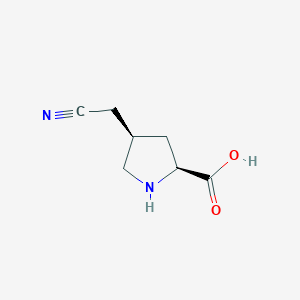 molecular formula C7H10N2O2 B043988 L-Proline, 4-(cyanomethyl)-, cis- CAS No. 119595-96-9