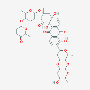 molecular formula C43H50O16 B043989 4a,8,12b-三羟基-9-(6-羟基-5,14-二甲基-2,4,9,13-四氧杂三环[8.4.0.03,8]十四烷-12-基)-3-甲基-3-[6-甲基-5-[(6-甲基-5-氧代-2H-吡喃-2-基)氧基]氧杂-2-基]氧基-2,4-二氢苯并[a]蒽-1,7,12-三酮 CAS No. 119341-57-0