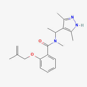 molecular formula C19H25N3O2 B4399220 N-[1-(3,5-dimethyl-1H-pyrazol-4-yl)ethyl]-N-methyl-2-[(2-methylprop-2-en-1-yl)oxy]benzamide 