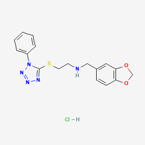 molecular formula C17H18ClN5O2S B4399293 N-(1,3-benzodioxol-5-ylmethyl)-2-[(1-phenyl-1H-tetrazol-5-yl)thio]ethanamine hydrochloride 