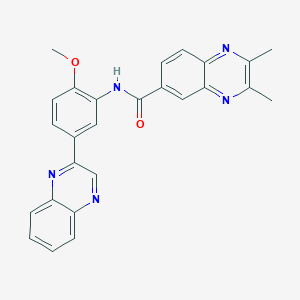 molecular formula C26H21N5O2 B4399315 N~6~-[2-Methoxy-5-(2-quinoxalinyl)phenyl]-2,3-dimethyl-6-quinoxalinecarboxamide 