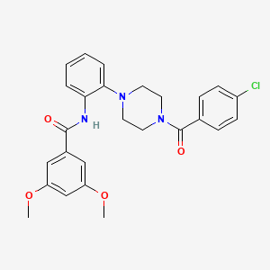 molecular formula C26H26ClN3O4 B4399343 N-{2-[4-(4-chlorobenzoyl)-1-piperazinyl]phenyl}-3,5-dimethoxybenzamide 