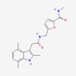 molecular formula C20H23N3O3 B4399662 N-methyl-5-({[(2,4,7-trimethyl-1H-indol-3-yl)acetyl]amino}methyl)-2-furamide 