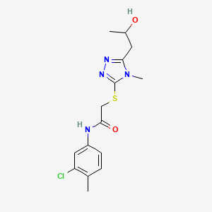 molecular formula C15H19ClN4O2S B4399878 N-(3-chloro-4-methylphenyl)-2-{[5-(2-hydroxypropyl)-4-methyl-4H-1,2,4-triazol-3-yl]thio}acetamide 