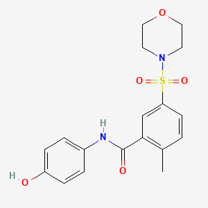 molecular formula C18H20N2O5S B4399898 N-(4-hydroxyphenyl)-2-methyl-5-morpholin-4-ylsulfonylbenzamide 