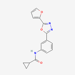 molecular formula C16H13N3O3 B4399994 N-{3-[5-(2-furyl)-1,3,4-oxadiazol-2-yl]phenyl}cyclopropanecarboxamide 