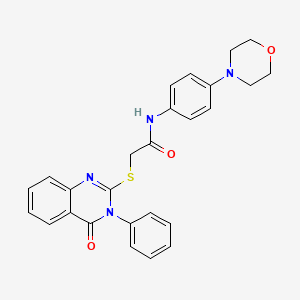 molecular formula C26H24N4O3S B4400135 N-[4-(4-morpholinyl)phenyl]-2-[(4-oxo-3-phenyl-3,4-dihydro-2-quinazolinyl)thio]acetamide 