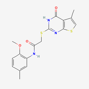 molecular formula C17H17N3O3S2 B4400274 N-(2-methoxy-5-methylphenyl)-2-[(5-methyl-4-oxo-3,4-dihydrothieno[2,3-d]pyrimidin-2-yl)sulfanyl]acetamide 