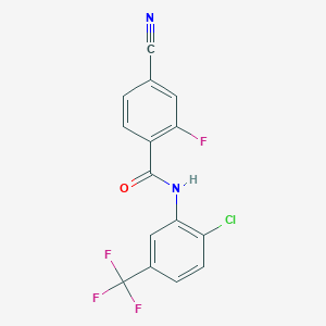 molecular formula C15H7ClF4N2O B4401820 N-[2-chloro-5-(trifluoromethyl)phenyl]-4-cyano-2-fluorobenzamide 