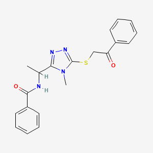 molecular formula C20H20N4O2S B4402279 N-(1-{4-methyl-5-[(2-oxo-2-phenylethyl)sulfanyl]-4H-1,2,4-triazol-3-yl}ethyl)benzamide 