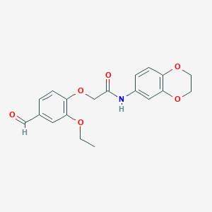 molecular formula C19H19NO6 B4402610 N-(2,3-dihydro-1,4-benzodioxin-6-yl)-2-(2-ethoxy-4-formylphenoxy)acetamide 