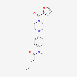 molecular formula C20H25N3O3 B4402736 N-[4-[4-(furan-2-carbonyl)piperazin-1-yl]phenyl]pentanamide 