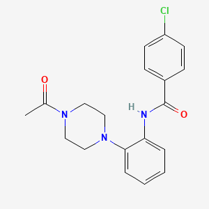 molecular formula C19H20ClN3O2 B4402750 N-[2-(4-acetylpiperazin-1-yl)phenyl]-4-chlorobenzamide 