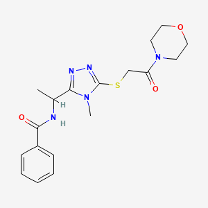 molecular formula C18H23N5O3S B4402801 N-[1-[4-methyl-5-(2-morpholin-4-yl-2-oxoethyl)sulfanyl-1,2,4-triazol-3-yl]ethyl]benzamide 