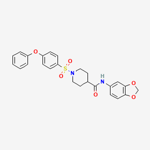 molecular formula C25H24N2O6S B4402866 N-(1,3-benzodioxol-5-yl)-1-(4-phenoxyphenyl)sulfonylpiperidine-4-carboxamide 
