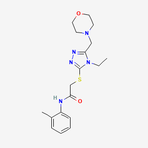 molecular formula C18H25N5O2S B4402920 2-{[4-ethyl-5-(4-morpholinylmethyl)-4H-1,2,4-triazol-3-yl]thio}-N-(2-methylphenyl)acetamide 