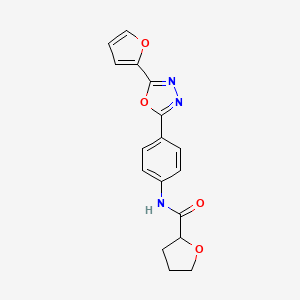 molecular formula C17H15N3O4 B4403041 N-{4-[5-(furan-2-yl)-1,3,4-oxadiazol-2-yl]phenyl}tetrahydrofuran-2-carboxamide 