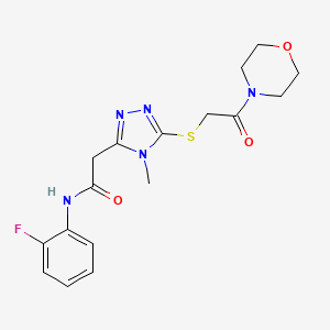molecular formula C17H20FN5O3S B4403054 N-(2-fluorophenyl)-2-[4-methyl-5-(2-morpholin-4-yl-2-oxoethyl)sulfanyl-1,2,4-triazol-3-yl]acetamide 