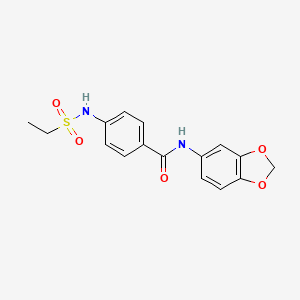 molecular formula C16H16N2O5S B4403184 N-1,3-benzodioxol-5-yl-4-[(ethylsulfonyl)amino]benzamide 