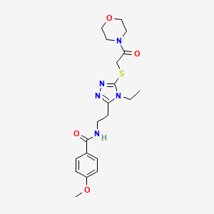 molecular formula C20H27N5O4S B4403234 N-[2-(4-ethyl-5-{[2-(morpholin-4-yl)-2-oxoethyl]sulfanyl}-4H-1,2,4-triazol-3-yl)ethyl]-4-methoxybenzamide 