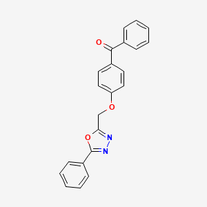 molecular formula C22H16N2O3 B4403315 phenyl{4-[(5-phenyl-1,3,4-oxadiazol-2-yl)methoxy]phenyl}methanone 