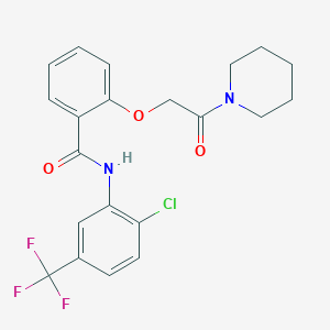 molecular formula C21H20ClF3N2O3 B4403424 N-[2-chloro-5-(trifluoromethyl)phenyl]-2-[2-oxo-2-(1-piperidinyl)ethoxy]benzamide 