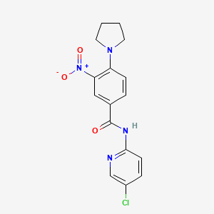 molecular formula C16H15ClN4O3 B4403557 N-(5-chloropyridin-2-yl)-3-nitro-4-(pyrrolidin-1-yl)benzamide 