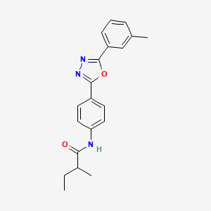 molecular formula C20H21N3O2 B4403575 2-methyl-N-{4-[5-(3-methylphenyl)-1,3,4-oxadiazol-2-yl]phenyl}butanamide 