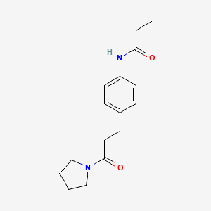 molecular formula C16H22N2O2 B4403628 N-{4-[3-oxo-3-(1-pyrrolidinyl)propyl]phenyl}propanamide 