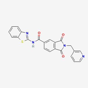 molecular formula C22H14N4O3S B4403986 N-1,3-benzothiazol-2-yl-1,3-dioxo-2-(3-pyridinylmethyl)-5-isoindolinecarboxamide 