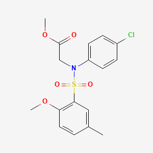 molecular formula C17H18ClNO5S B4404166 methyl 2-(4-chloro-N-(2-methoxy-5-methylphenyl)sulfonylanilino)acetate 