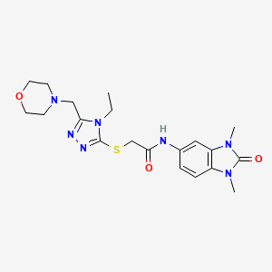 molecular formula C20H27N7O3S B4404648 N-(1,3-dimethyl-2-oxo-2,3-dihydro-1H-benzimidazol-5-yl)-2-{[4-ethyl-5-(4-morpholinylmethyl)-4H-1,2,4-triazol-3-yl]thio}acetamide 