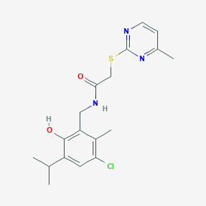 molecular formula C18H22ClN3O2S B4404796 N-(3-chloro-6-hydroxy-5-isopropyl-2-methylbenzyl)-2-[(4-methyl-2-pyrimidinyl)thio]acetamide 
