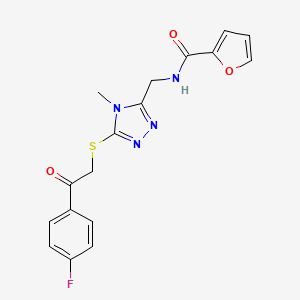 molecular formula C17H15FN4O3S B4404831 N-[(5-{[2-(4-fluorophenyl)-2-oxoethyl]sulfanyl}-4-methyl-4H-1,2,4-triazol-3-yl)methyl]furan-2-carboxamide 