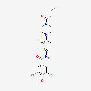 molecular formula C22H24Cl3N3O3 B4404953 N-[4-(4-butyryl-1-piperazinyl)-3-chlorophenyl]-3,5-dichloro-4-methoxybenzamide 