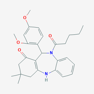molecular formula C28H34N2O4 B440500 11-(2,4-dimethoxyphenyl)-3,3-dimethyl-10-pentanoyl-2,3,4,5,10,11-hexahydro-1H-dibenzo[b,e][1,4]diazepin-1-one CAS No. 312621-17-3