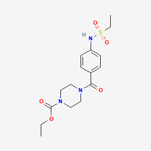 molecular formula C16H23N3O5S B4405146 ethyl 4-{4-[(ethylsulfonyl)amino]benzoyl}-1-piperazinecarboxylate 