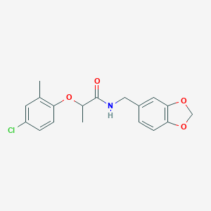 molecular formula C18H18ClNO4 B440530 N-(1,3-benzodioxol-5-ylmethyl)-2-(4-chloro-2-methylphenoxy)propanamide 