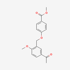 molecular formula C18H18O5 B4405449 methyl 4-[(5-acetyl-2-methoxybenzyl)oxy]benzoate 