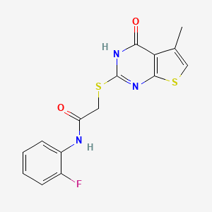 molecular formula C15H12FN3O2S2 B4406073 N-(2-fluorophenyl)-2-[(5-methyl-4-oxo-3,4-dihydrothieno[2,3-d]pyrimidin-2-yl)thio]acetamide 