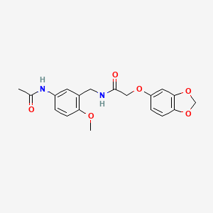 molecular formula C19H20N2O6 B4406115 N-[5-(acetylamino)-2-methoxybenzyl]-2-(1,3-benzodioxol-5-yloxy)acetamide 