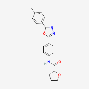 molecular formula C20H19N3O3 B4406124 N-{4-[5-(4-methylphenyl)-1,3,4-oxadiazol-2-yl]phenyl}tetrahydrofuran-2-carboxamide 