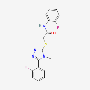 molecular formula C17H14F2N4OS B4406189 N-(2-fluorophenyl)-2-{[5-(2-fluorophenyl)-4-methyl-4H-1,2,4-triazol-3-yl]sulfanyl}acetamide 
