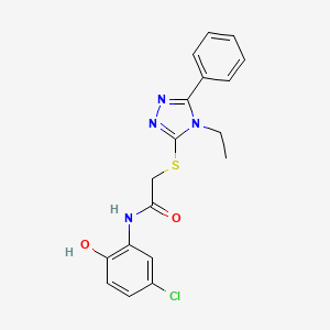 molecular formula C18H17ClN4O2S B4406313 N-(5-chloro-2-hydroxyphenyl)-2-[(4-ethyl-5-phenyl-4H-1,2,4-triazol-3-yl)thio]acetamide 