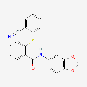 molecular formula C21H14N2O3S B4406331 N-1,3-benzodioxol-5-yl-2-[(2-cyanophenyl)thio]benzamide 